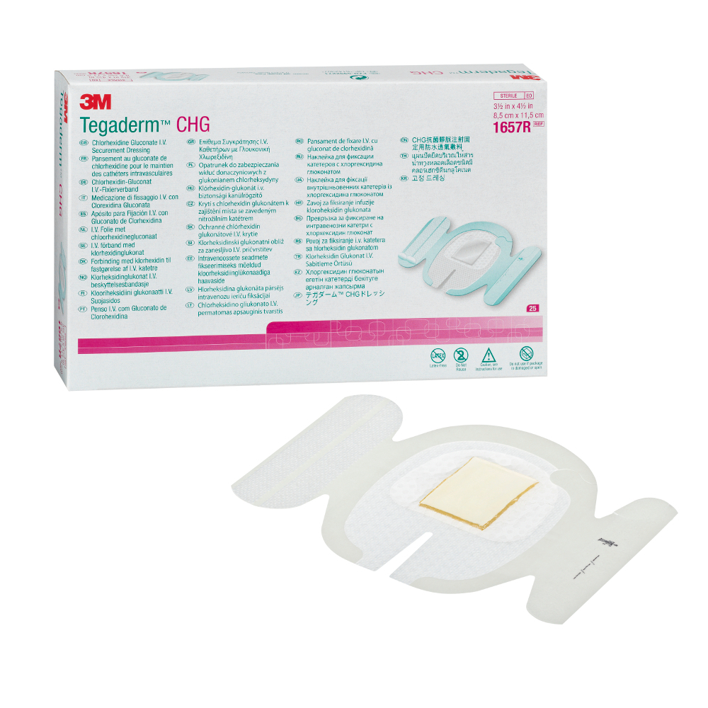 Tegaderm CHG - пленочная наклейка для фиксации катетеров с хлоргексидином (1657R)