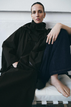 ZARA ТРЕНЧ-НАКИДКА WATER REPELLENT — ZW COLLECTION LIMITED EDITION, ТЕМНЫЙ БУТЫЛОЧНО-ЗЕЛЕНЫЙ