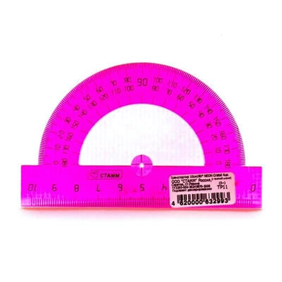 Транспортир 10см NEON Cristal 4цв.(Стамм)