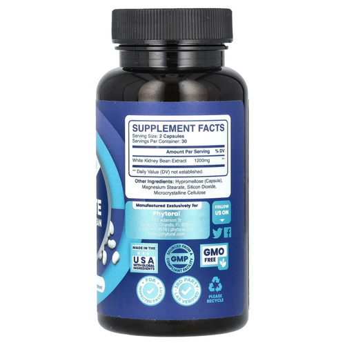 Phytoral, экстракт белой фасоли, 60 капсул (600 мг в 1 капсуле)