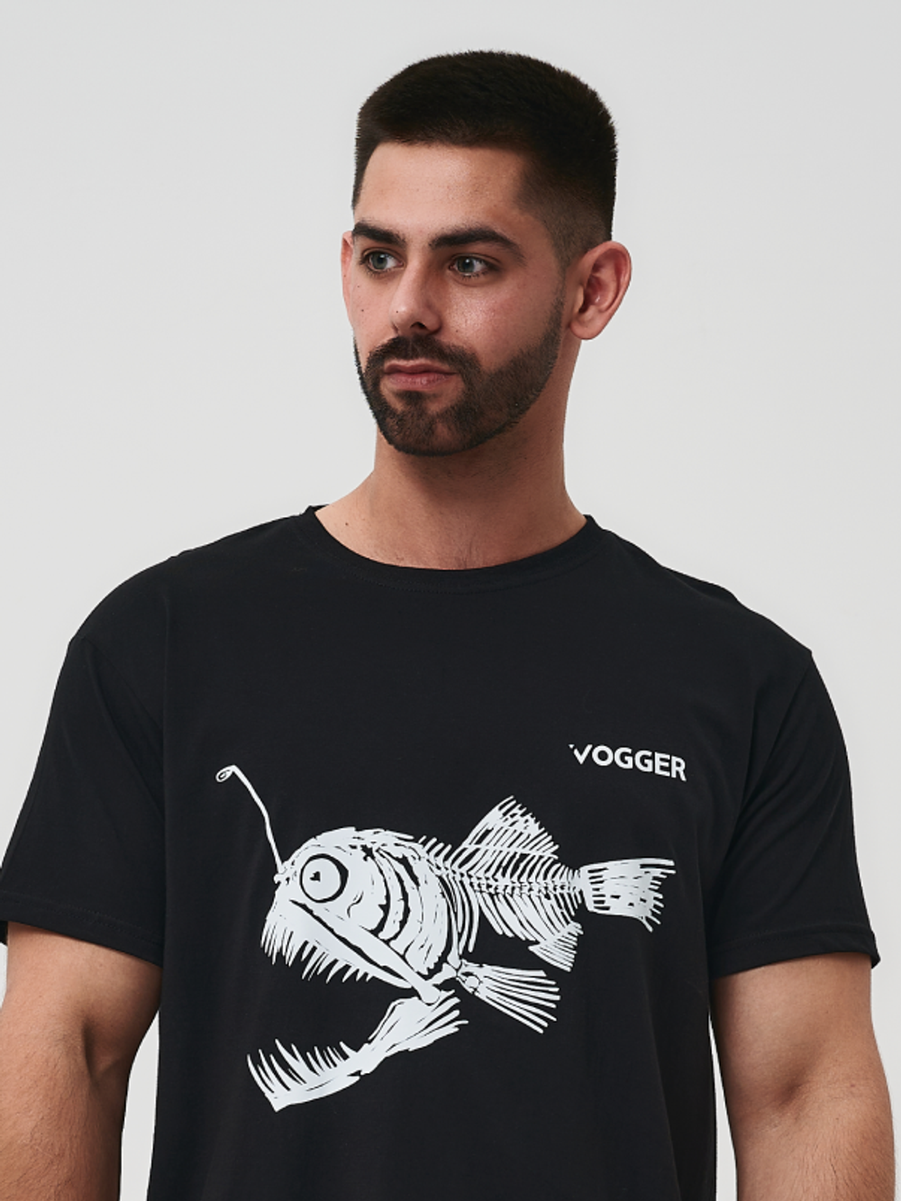 Футболка базовая из хлопка с принтом Anglerfish черная