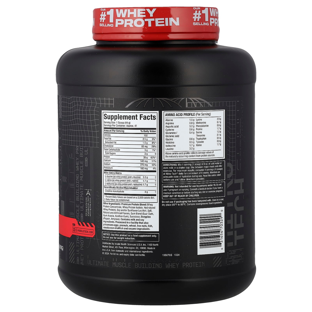 MuscleTech, Nitro-Tech ™ Whey Protein, ванильный крем, 1,81 кг (4 фунта)
