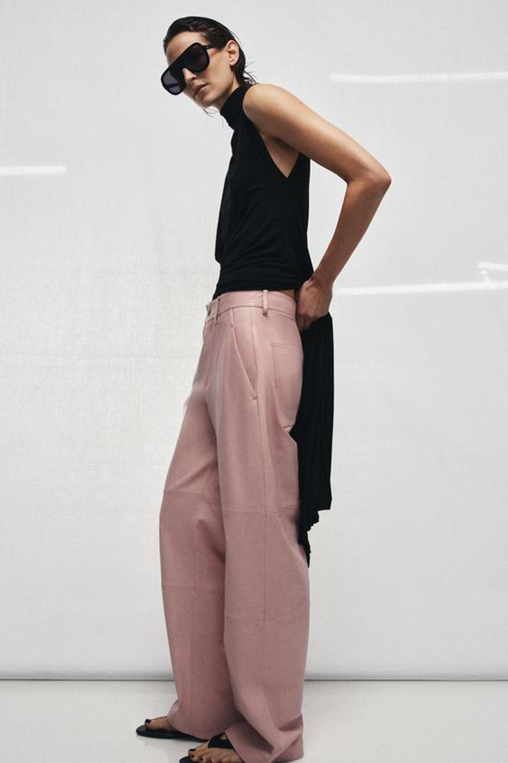 ZARA БРЮКИ ИЗ 100% КОЖИ — ZW COLLECTION LIMITED EDITION, РОЗОВЫЙ