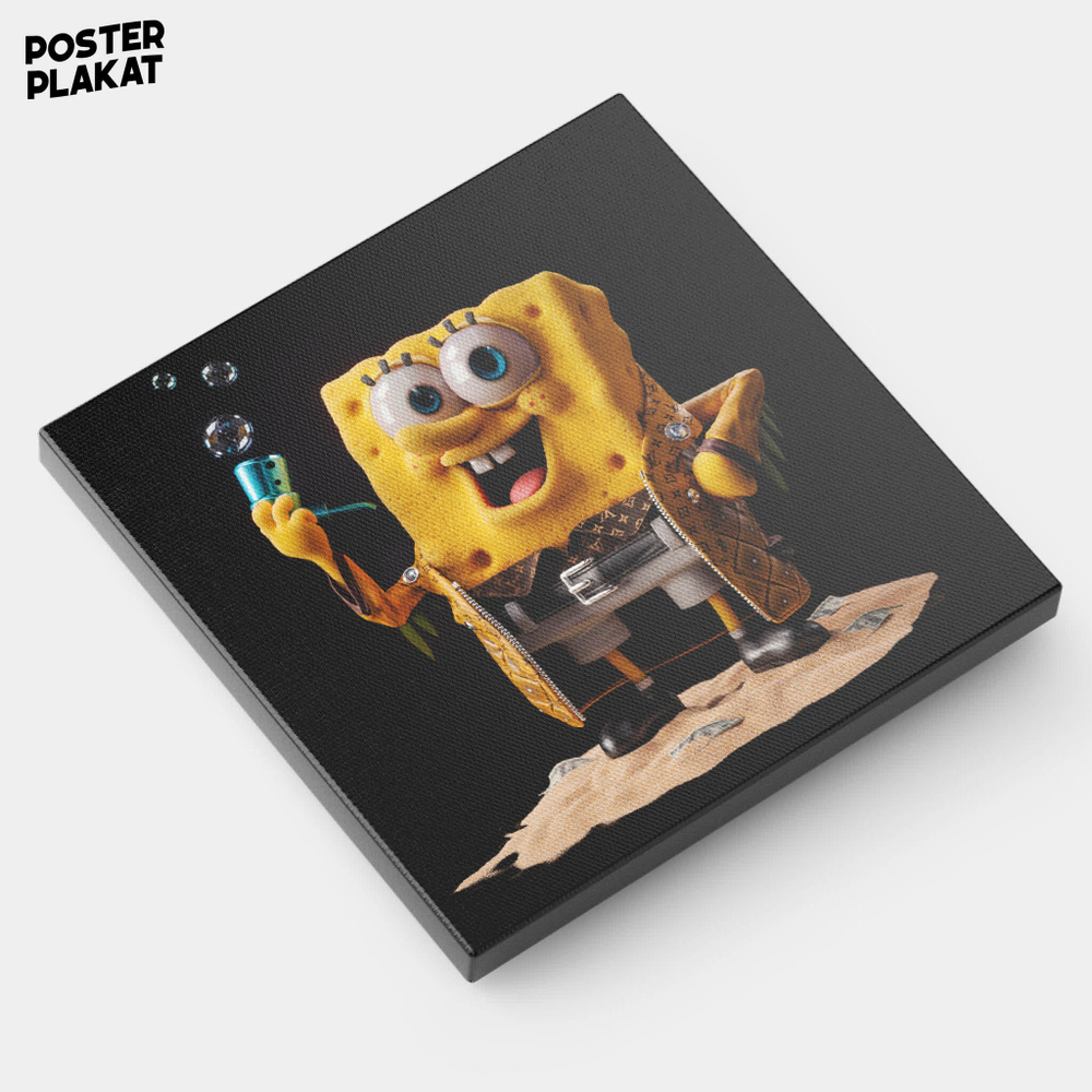 Картина Губка Боб / SpongeBob SquarePants, холст с печатью на подрамнике, интерьерная, Постер Плакат