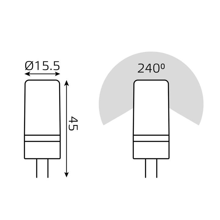 Лампа cветодиодная Gauss G4 5W 4100K прозрачная 18725