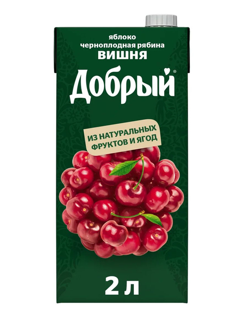 Нектар Добрый Яблоко, Вишня, Черноплодная рябина, 2 л