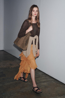 ZARA ВЯЗАНЫЙ ДЖЕМПЕР В СТИЛЕ РУСТИК, КОРИЧНЕВЫЙ