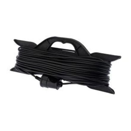 Удлинитель-шнур на рамке ПВС 2х0,75, 40м, б/з, 6А, 1300Вт, IP20, черный (Сделано в России) PROconnec