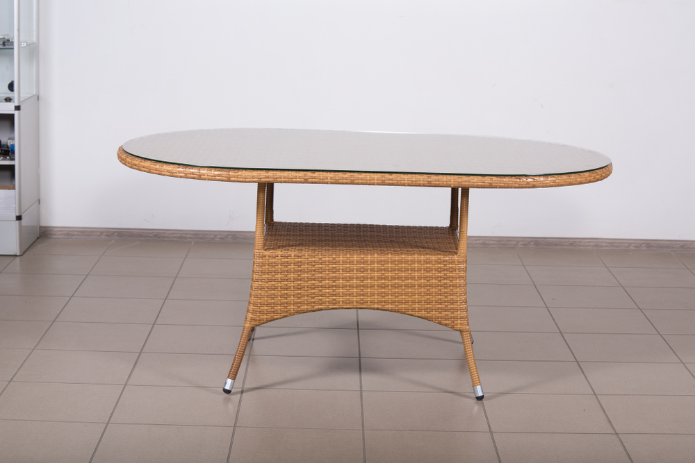 Стол овальный, столешница стекло, коллекция Крит