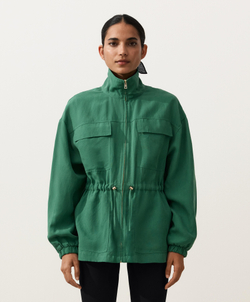 Oysho Куртка с присборенной талией из смеси лиоцелла и 24% льна, изумрудный