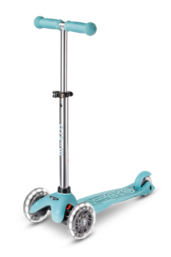 Самокат Mini Micro Deluxe Glow Plus (светящийся) LED ледниковый аква