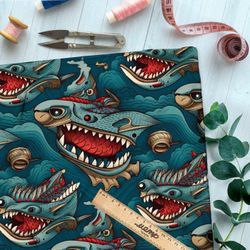 Ткань премиум дюспо фантазийные океанские монстры