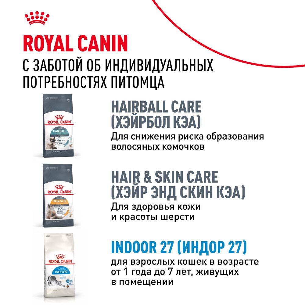 Сухой корм Royal Canin Indoor Long Hair для взрослых длинношерстных кошек, живущих в помещении