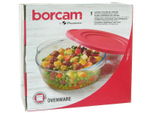 Кастрюля стеклянная 1,45л круглая с пластиковой крышкой "Borcam"