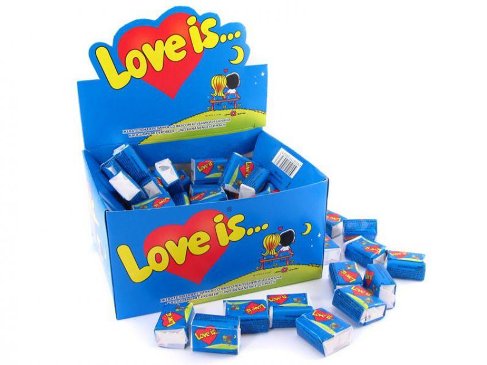 Жев.рез. "Love is" клуб. - банан (4,2гр*100шт*20бл)