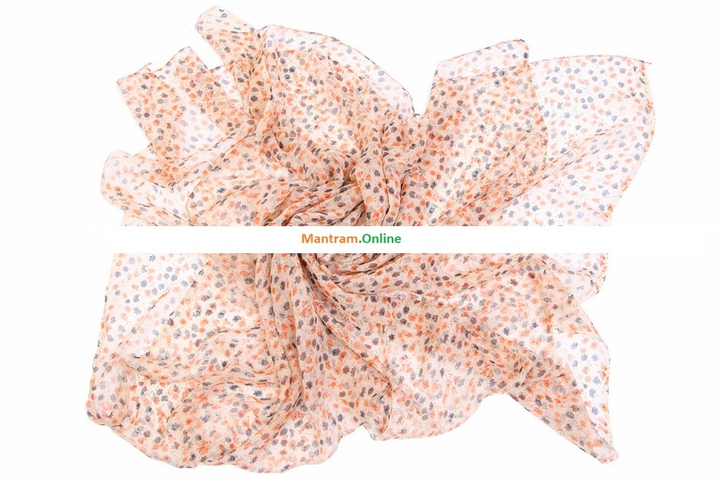 Палантин-парео Вискоза 100% (шифон) Оранжевые тюльпаны на бежевом фоне 110x170 см.