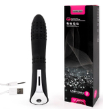 Черный вибромассажер с пупырышками с 7 режимами пульсации - 20 см. (Цвет: черный)