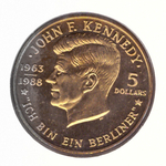 5 долларов. 25 лет со дня убийства Джона Кеннеди. Ниуэ. 1988 г. BrUNC в конверте со спецгашением