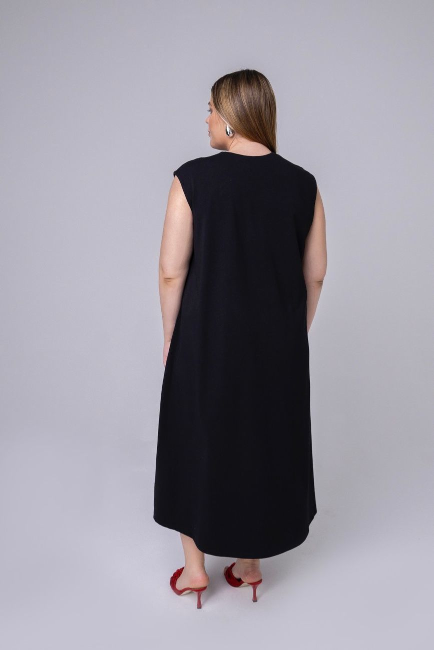 Платье-майка с V-образным вырезом, черный