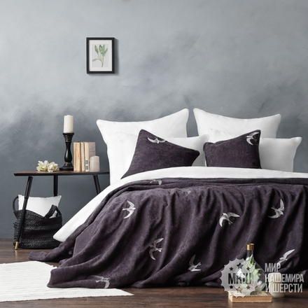 Покрывало на кровать с вышивкой ЛИБЕРТТ (арт. BL02-264-07) - темно-серый