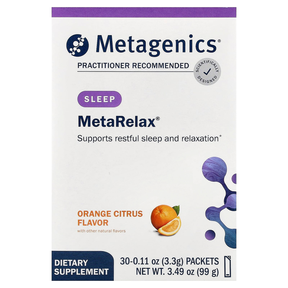 Metagenics, MetaRelax®, со вкусом апельсина и цитруса, 30 пакетиков по 3,3 г (0,11 унции)