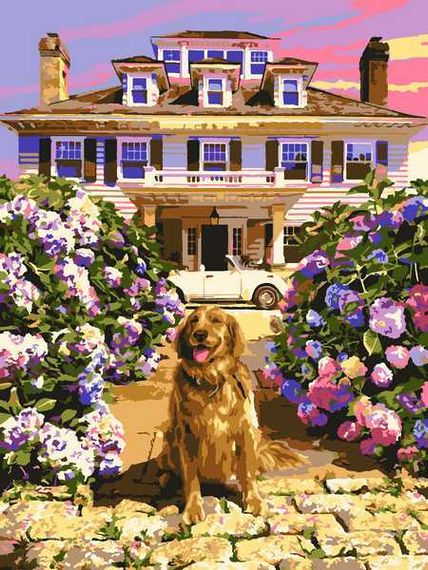 Nömrələr ilə rəngləmə Lori Собака в саду Ркн/ф-128