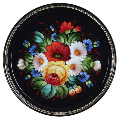 Жостовский поднос декоративный, размер 30 см (A9), металлический