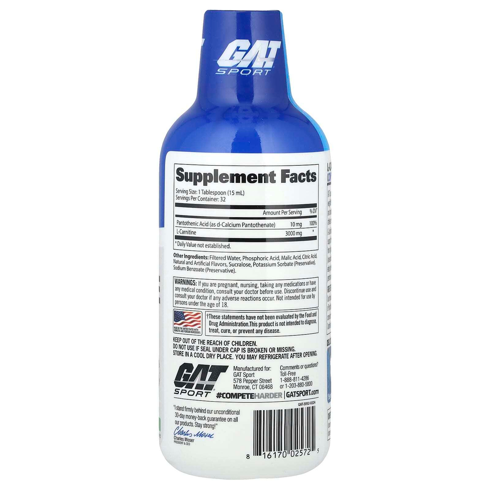 GAT, Sport, L-Carnitine, Green Apple, 3,000 mg, 16 oz (473 ml)