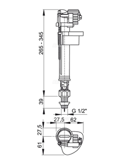 Впускной механизм A17-1/2"  с нижней подводкой
