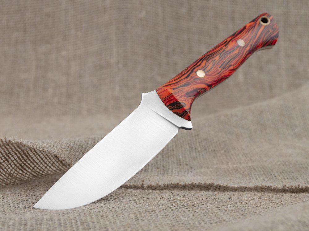 Нож для бушкрафта "Форест", сталь VG-10/Elmax, рукоять микарта (красно-оранжевая)