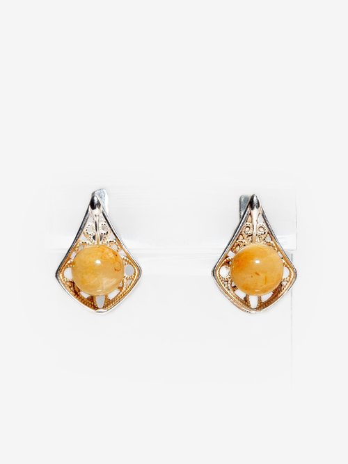 Серьги с цельным натуральным янтарем