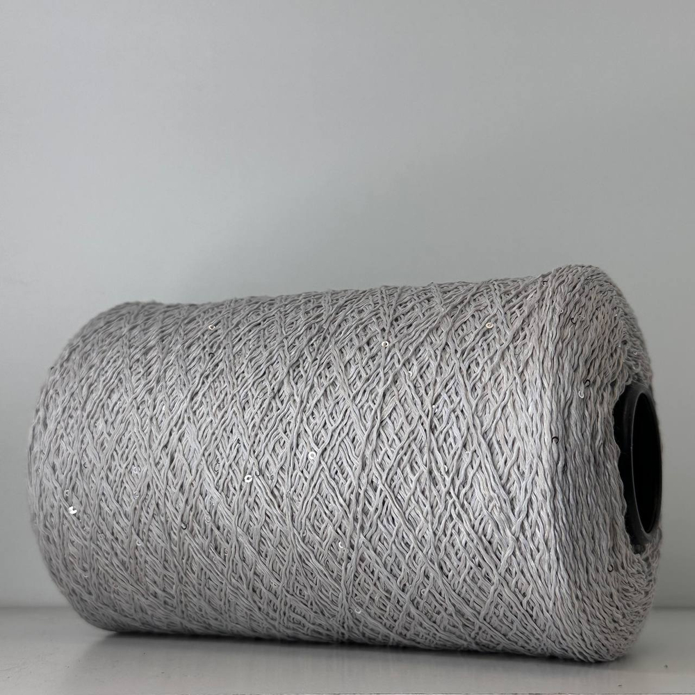 LINETTE PAILLETES - 80% лен, 20% п/а, микропайетки 2мм, ; 450м\100гр; цвет: серый светлый, пайетки серебро