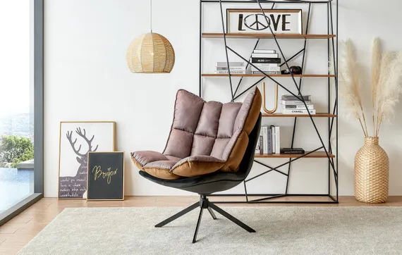 Кресло Hush Small с двусторонней подушкой, коричневое/серое