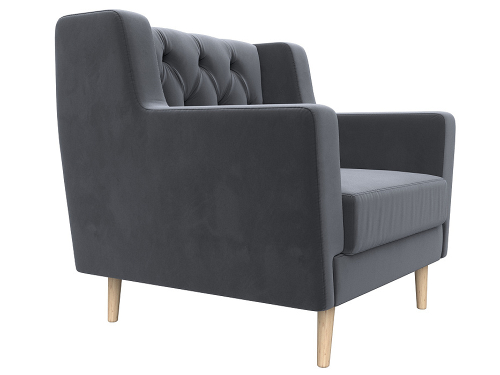 Кресло Брайтон Люкс, Серый, Велюр, 108894