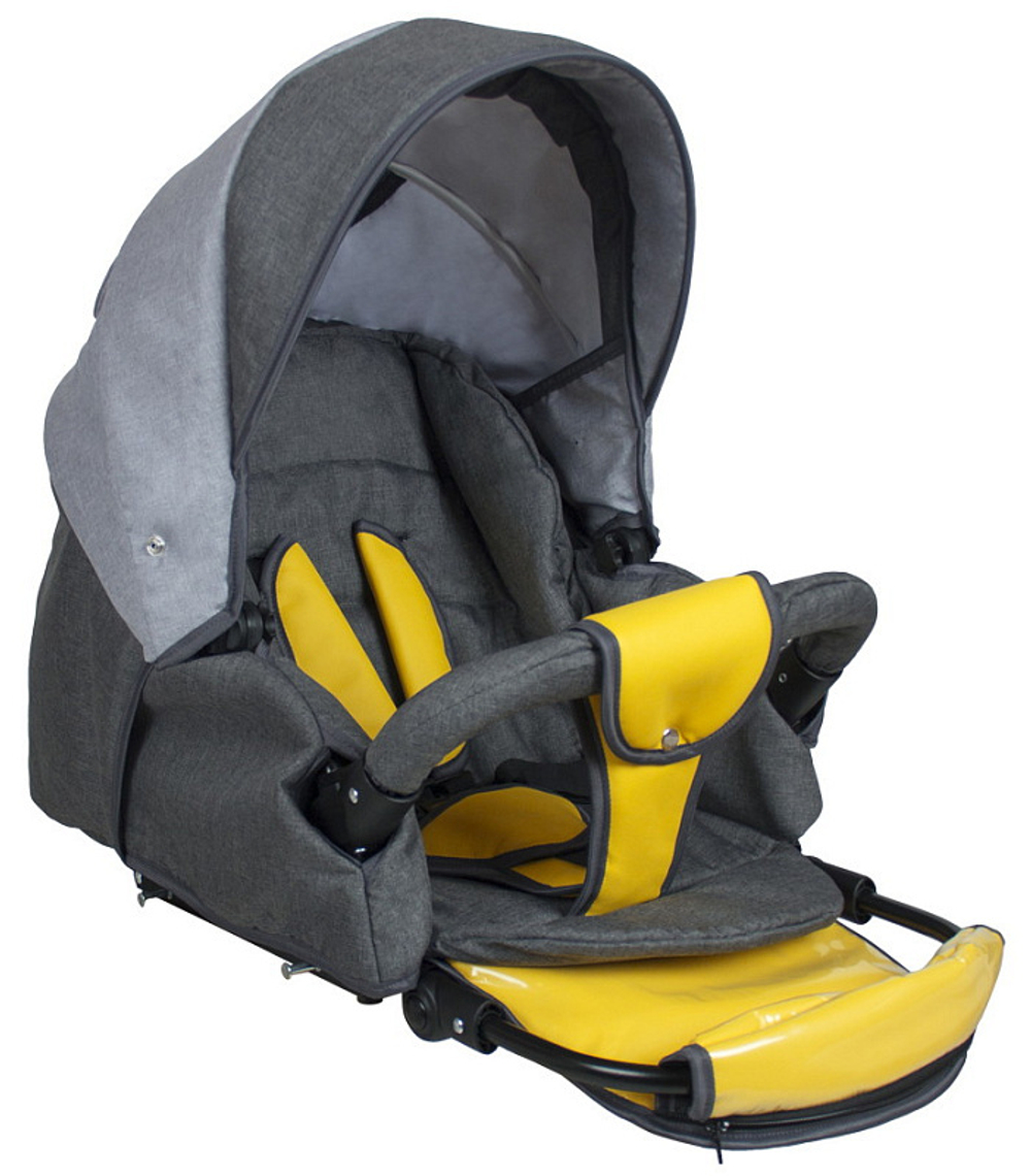 Детская коляска Alis Alvaro 2 в 1 Al 02 т.серый+св.серый+желтая кожа