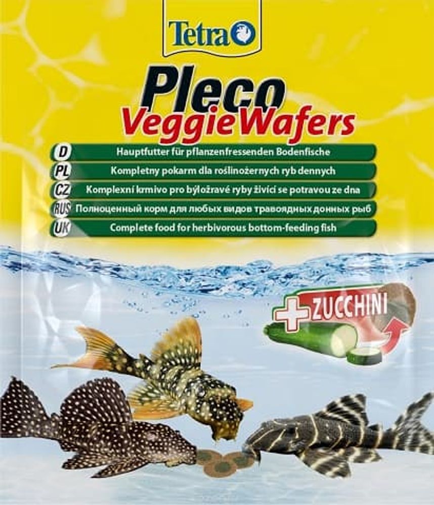 Tetra Pleco Veggie Waffers корм- с добавлением цукини для донных рыб, 15г