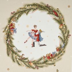 СКАТЕРТЬ КРУГЛАЯ "ЩЕЛКУНЧИК" ,150СМ , БЕЖЕВЫЙ ,100% ХЛОПОК , ТВИЛ