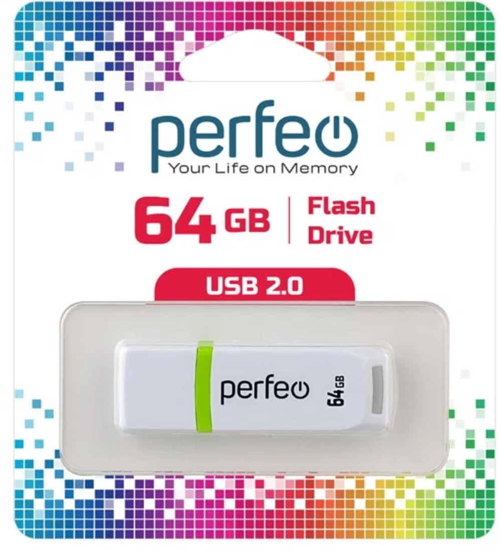 Флешка 64-GB PERFEO C11 белый
