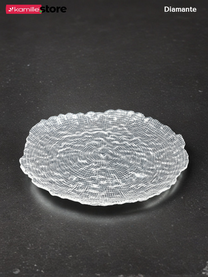 Блюдо фигурное круглое 26 см. из стекла Diamante