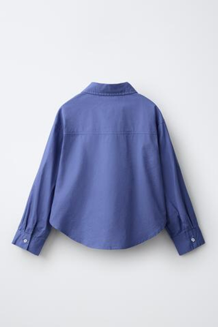 ZARA РУБАШКА ИЗ ПОПЛИНА, ВЫЦВЕТШИЙ СИНИЙ