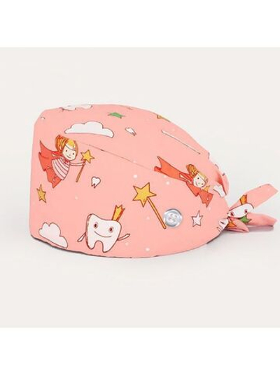 Шапочка медицинская, принт "Зубная фея", розовый