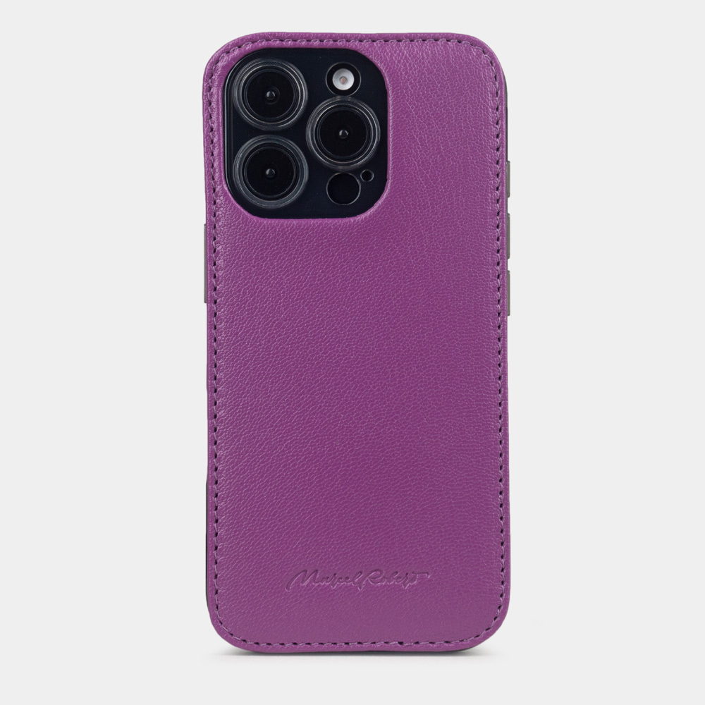 Чехол-накладка для iPhone 16 Pro из кожи козы, фиалкового цвета