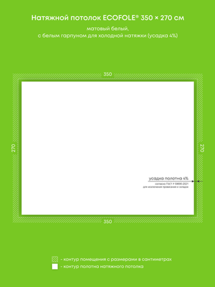 Матовый натяжной потолок 9.5 м2
