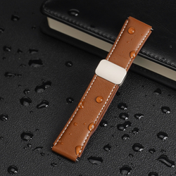 Ремешок из натуральной кожи коричневого цвета от Dux Ducis для смарт часов Samsung Galaxy Watch 3, 4, 5, 6 и 7 (размер крепления 20мм), серия YA Series