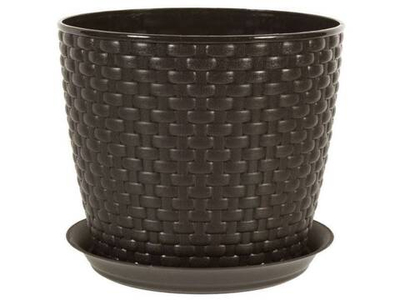 Кашпо Ротанг 1л с поддоном (коричневый ротанг)