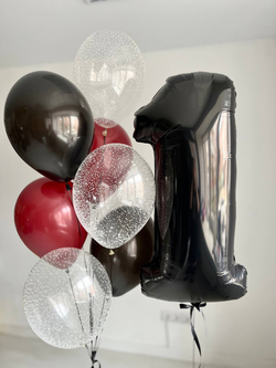 Воздушные шары на годовасие черный/марсало №3911