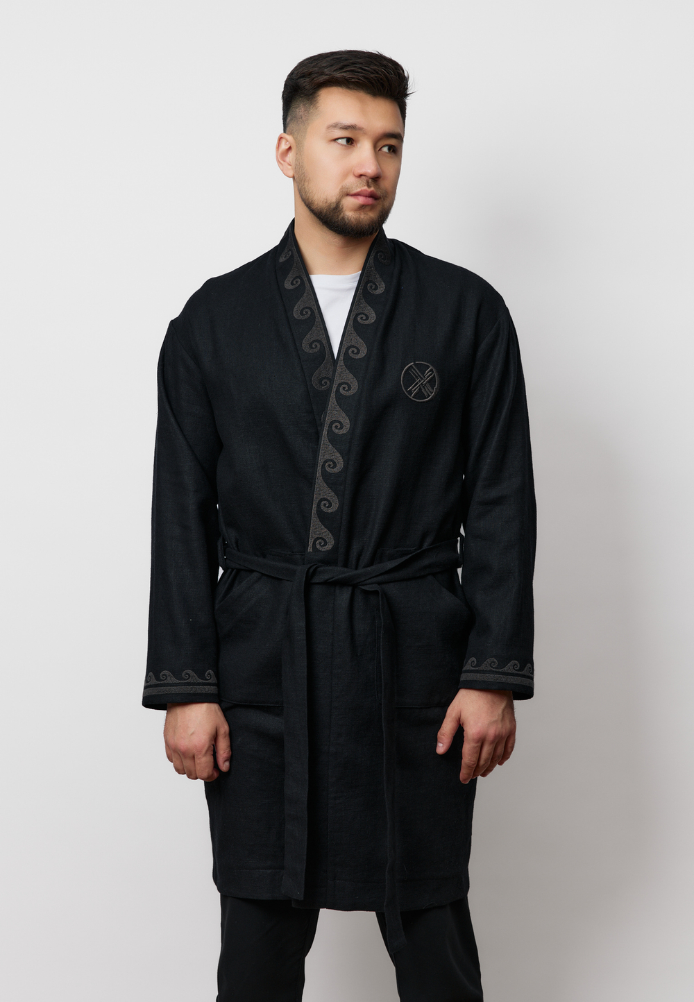 Шапан льняной длинный OYU TOLQYN BLACK