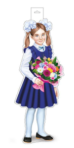 Плакат вырубной А3 "Школьница с букетом" двухсторонний, ВД-лак Ф-16215 (Сфера)