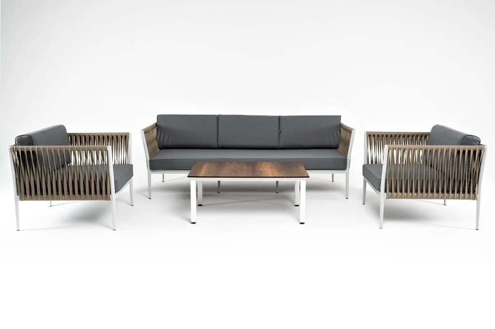 "Касабланка" лаунж-зона плетеная из роупа 5-местная, цвет серый