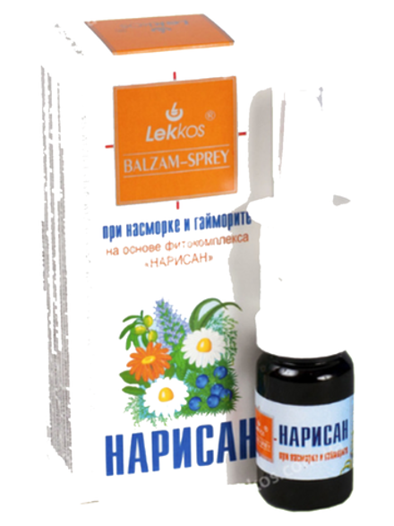 Бальзам-спрей  «Нарисан» при насморке и гайморите лечение и профилактика с эфирным маслом орегано, 10 мл